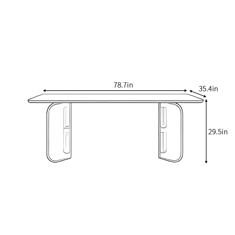 Table de salle à manger rectangulaire européenne moderne, H 29,5 po x L 78,7 po x l 35,4 po