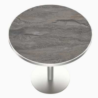 Aaban 31.5" Modern Round Kitchen Table, Gray Faux Marble Sintered Stone Cafe Table with Silver Base