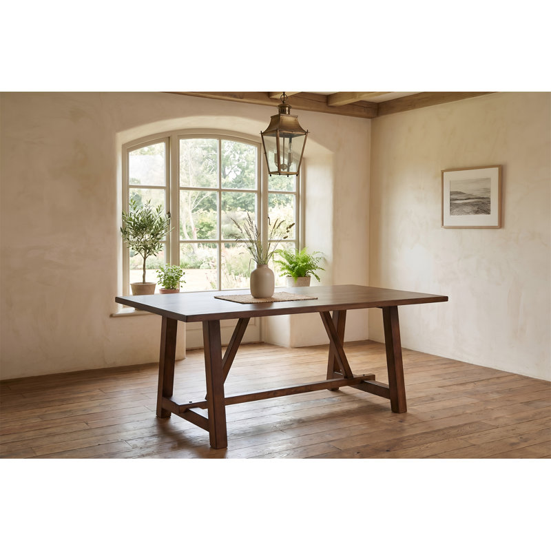 Farmhouse Style Dark Oak Trestle Rectangular Dining Table