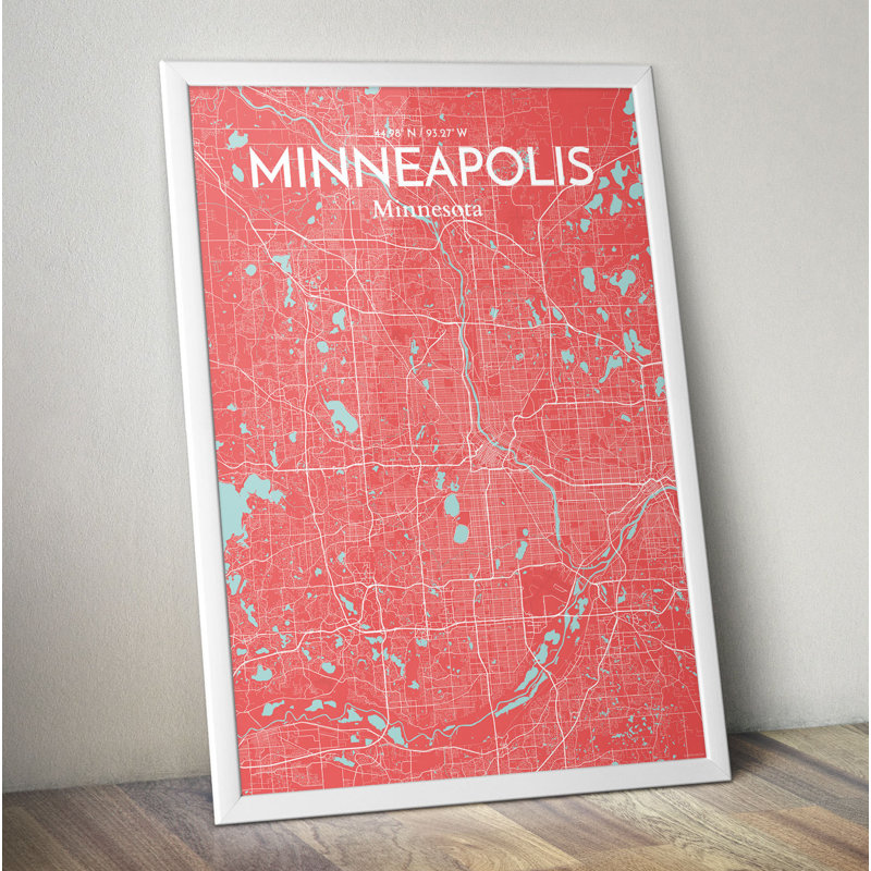 Minneapolis City Map - No Frame Print, 61 cm H x 45.7 cm W x 0.1 cm D