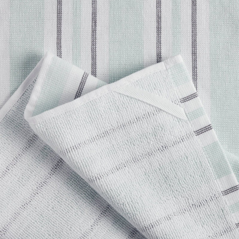 Martha Stewart Morris Stipe Kitchen Towel Set, Green