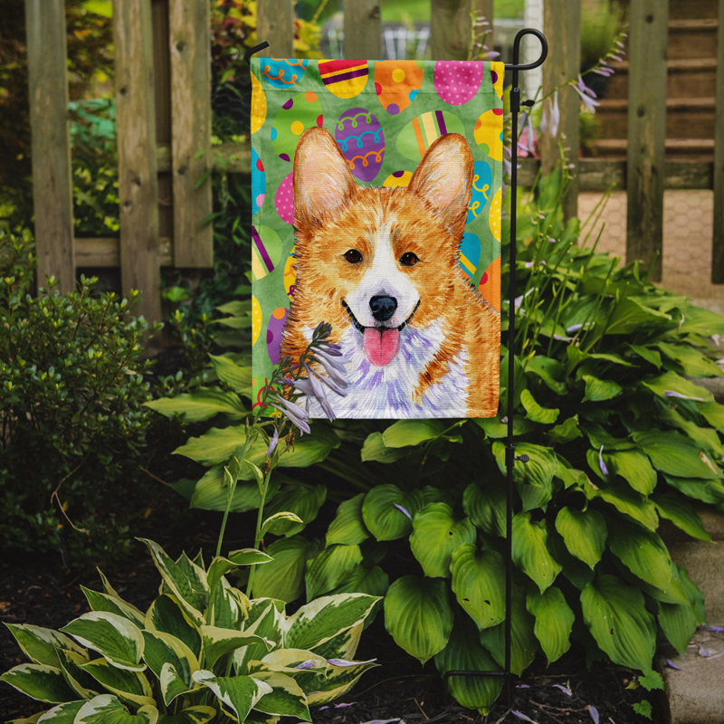 Drapeau de jardin Atara, Corgi (beige et blanc)