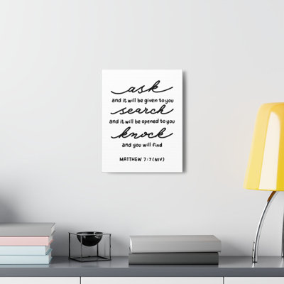 «Knock And You Will Find Matthew 7: 7 Bible Verse Canvas», art mural chrétien