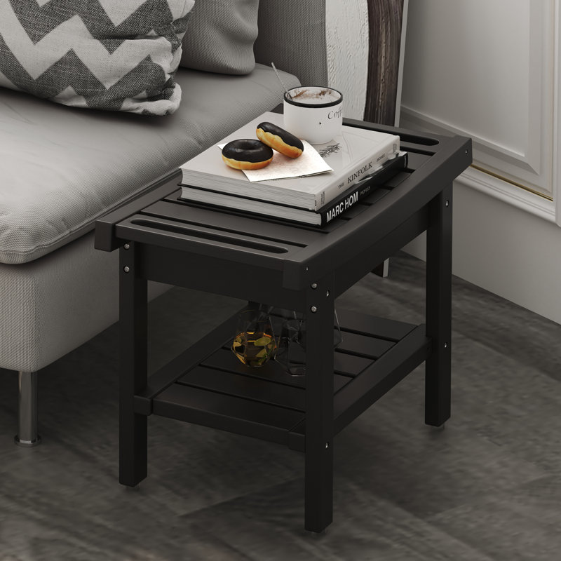 Banc de douche en PEHD Nalyjah, H 16,93 po x l 24,1 po x P 12,6 po, Noir
