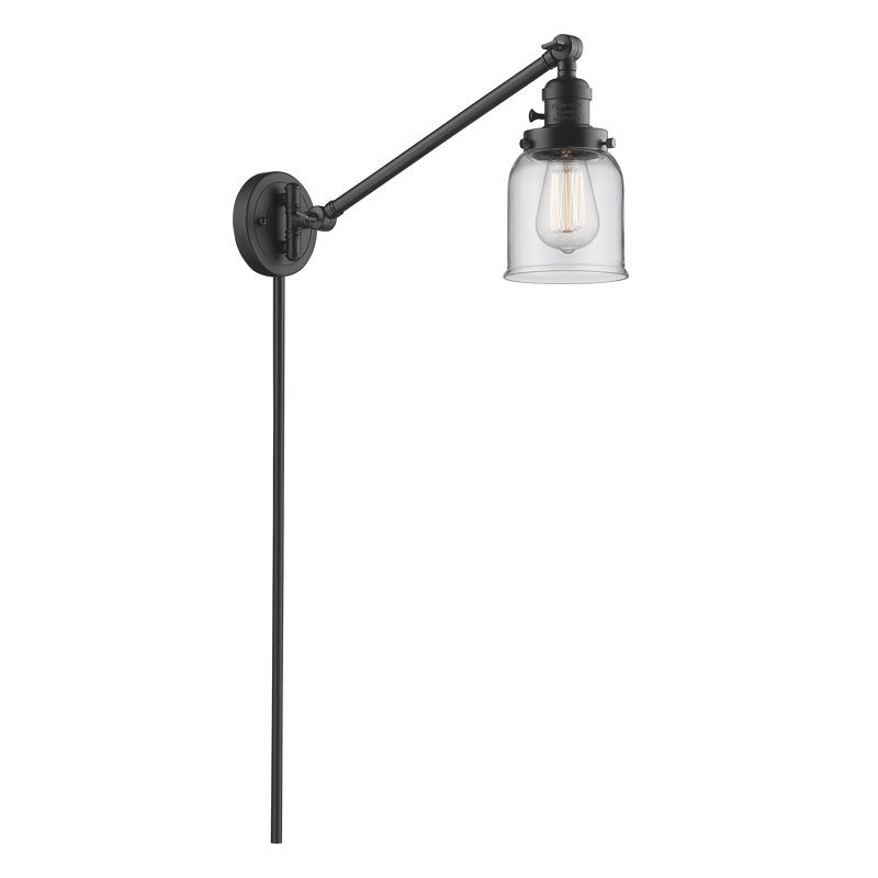 Lavallee Swing Arm Sconce, Oil Rubbed Bronze, Clear, 3.5 Watt Vintage LED Bulb