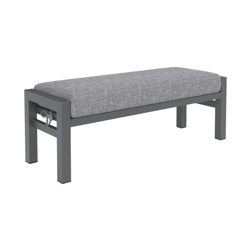 8-Seater Patio Lounge Set With Corner Sofa And Bench, Gray Cushion/Black Frame