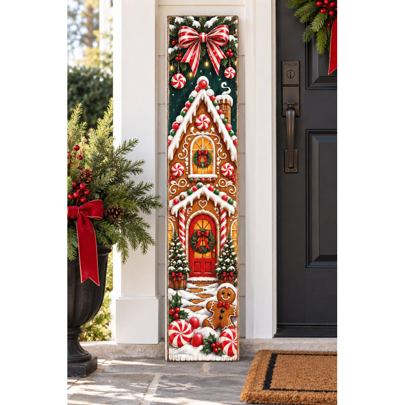 Panneau de véranda de Noël Gingerbread House et panneau incliné - 36 pouces, 45 pouces