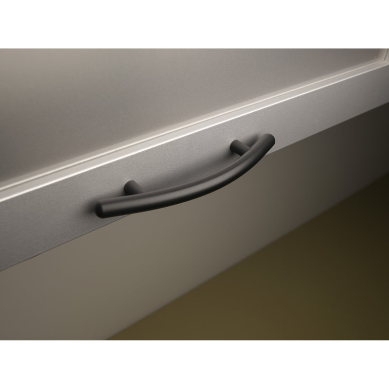 Flat Black Modern Steel Curved Bar Pull with Mounting Hardware