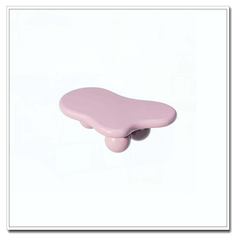 Table basse en forme de nuage, table basse avec 3 pieds sphériques pour le salon, Rose, Rose