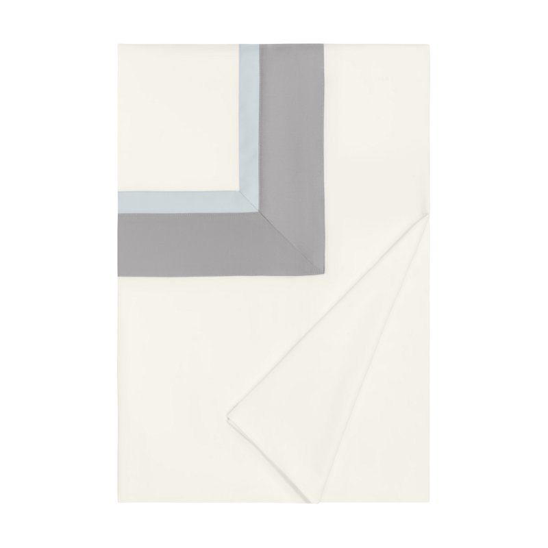 Borders Duvet Cover, Twin, Ivory/Sion/Chrome