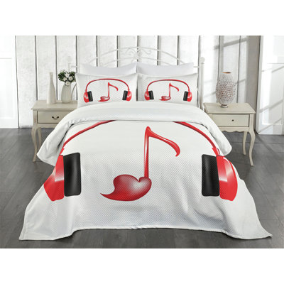 Ambesonne Music Bedspread Love Sound Headphones