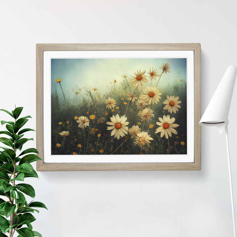 XH1022-9430X Unforgettable Wildflowers Floral - Single Picture Frame Print, 46cm H x 64cm W x 2cm D, Oak Framed