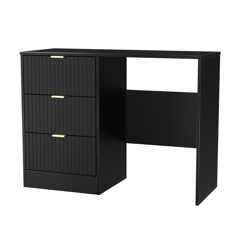 Berklie 3 Drawer Vanity (Ready Assembled), Deep Black/Black Matt