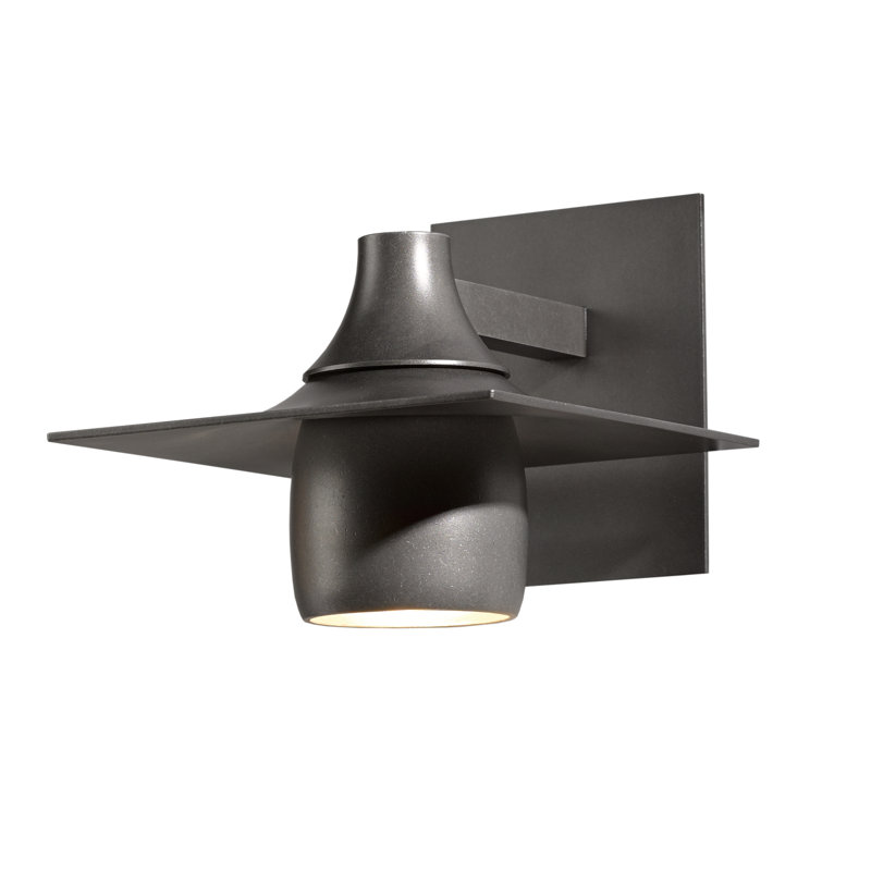 Hood Dark Sky Friendly Outdoor Armed Sconce, Coastal Burnished Steel, 6.8" H x 7.9" W x 9.6" D
