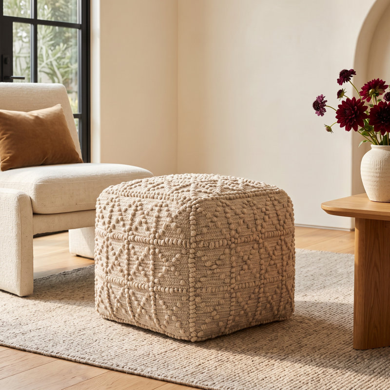 Beckett 17.7" Wide Square Pouf Ottoman