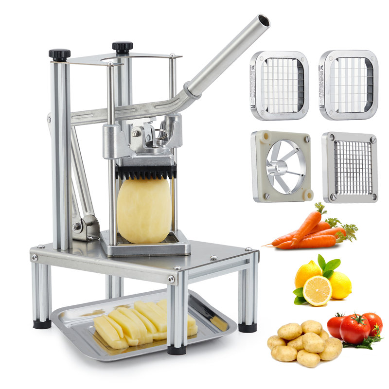Commercial Vegetable Dicer and French Fry Cutter, Heavy Duty Stainless Steel Aluminum Alloy Chopper with Replaceable Blades for Restaurant and Home Kitchen Use