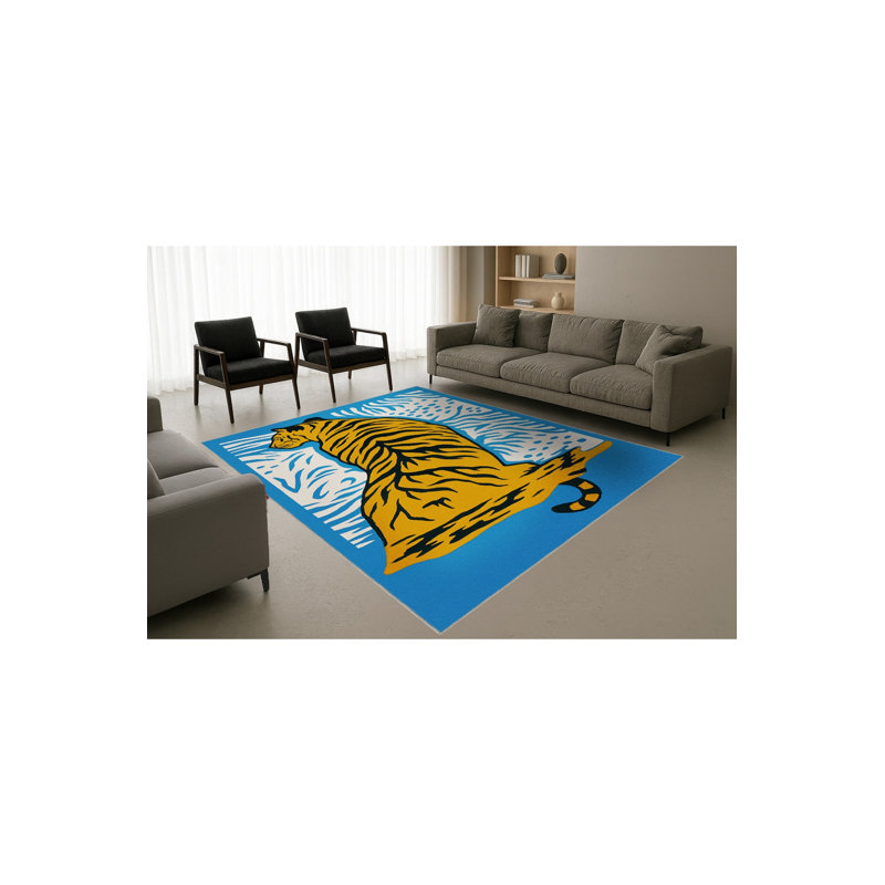 Tapis tissé crème à imprimé tigre Mosso, 2'6" x 9'10"