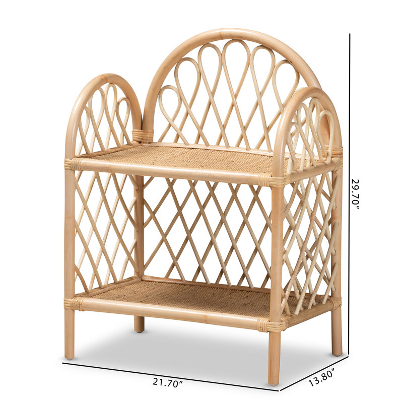 Bohemian Natural Brown Rattan 2-Tier Display Shelf
