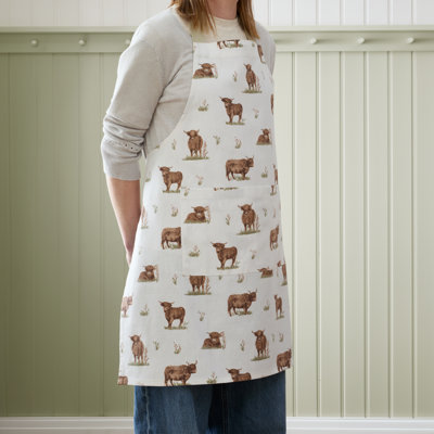 Angus Highland Cow Cotton Kitchen Adult Apron