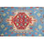 Tapis bleu en laine noué à la main de conception unique 4 pi x 6 pi 3 po