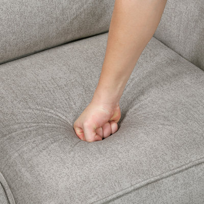 Chaise d'appoint contemporaine contemporaine, revêtement en microfibre brun clair, pieds en métal noir, assise et dossier confortables, structure en contreplaqué, mousse à ressorts ensachés, capacité de 300 lb, chaise de 35 po x 34,5 po avec dossier confortable