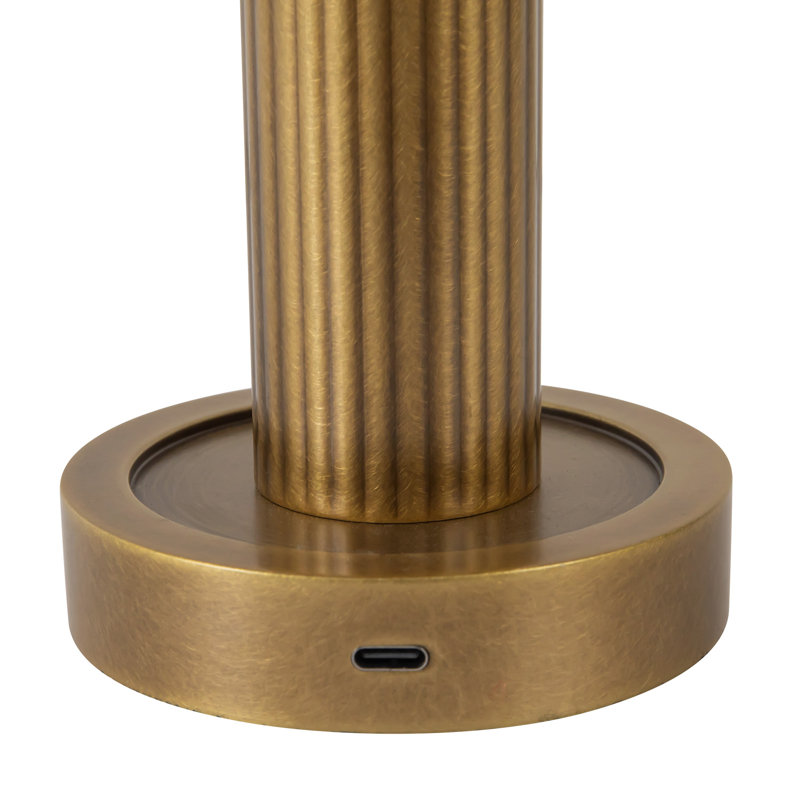 Vienna 9-in Black dimmable LED Table Lamp, Vintage Brass