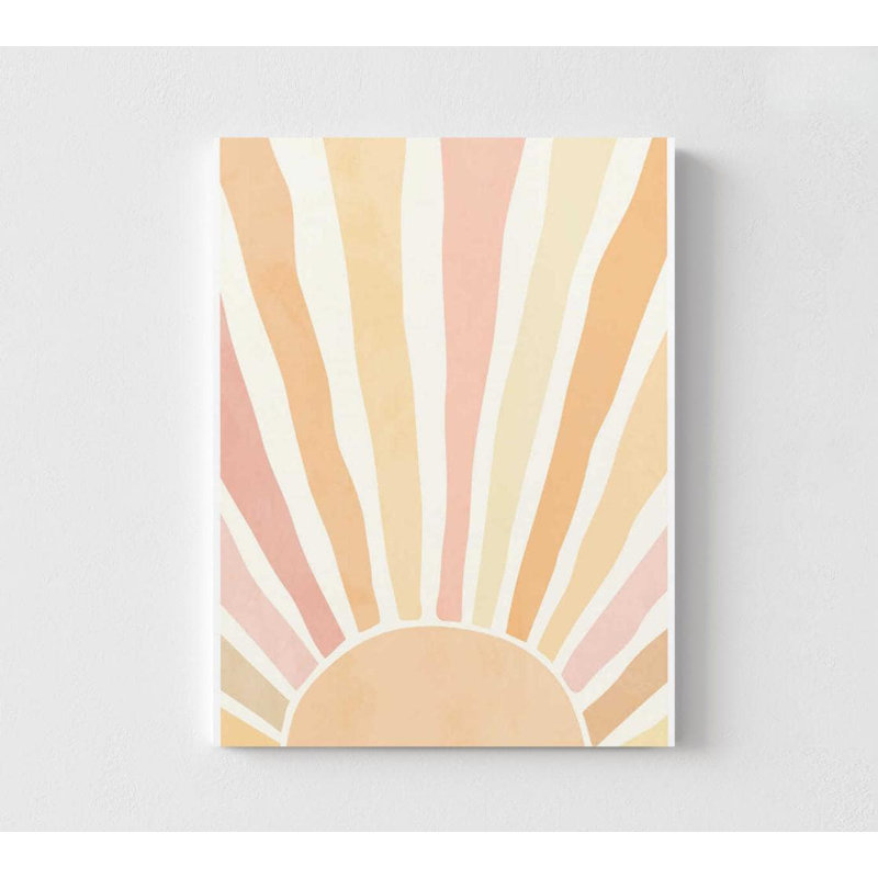 «Minimalist Pastel Sunrise Art - Boho Sun Ray», reproduction murale, H 56 po x l 42 po, Impression sans cadre