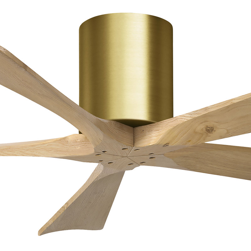 60" Irene 5-Blade Hugger Ceiling Fan with Wall Remote, 52", Matte Black, Light Maple Tone