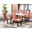Chaise de salle à manger avec housse en velours rose et pieds en bois, 2 chaises hautes, 2, coussin en mousse confortable et structure stable