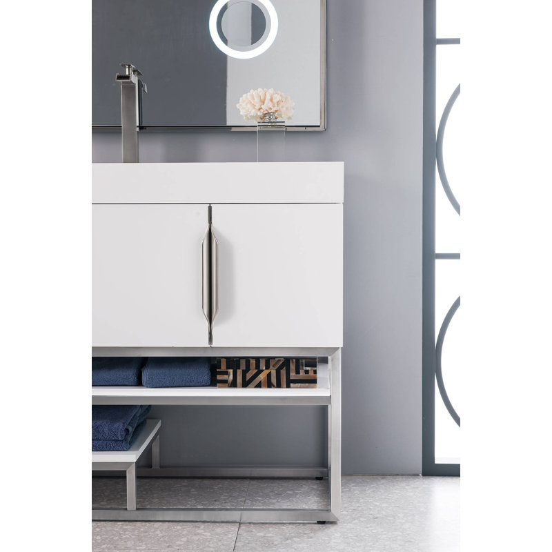 Columbia 72'' W Single Vanity, Glossy White, Dusk Gray, Brushed Nickel