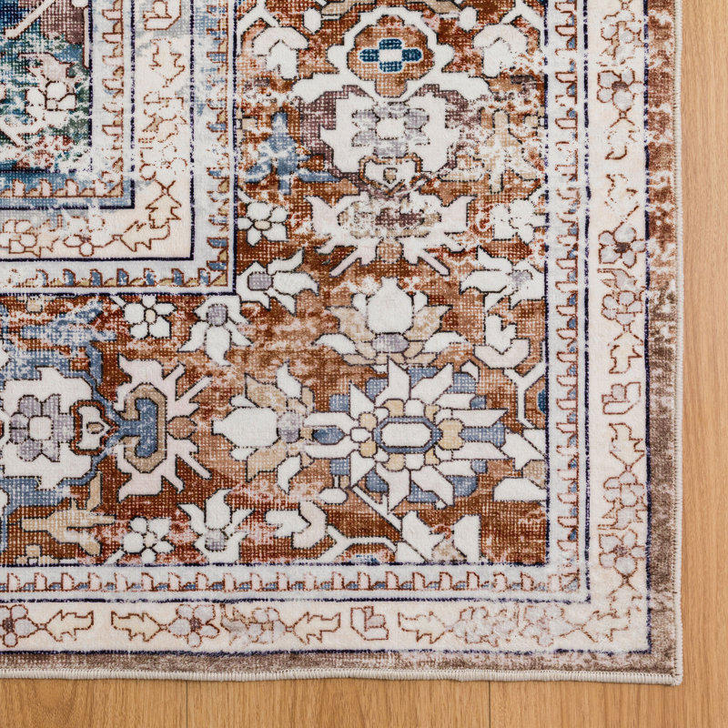 CYNTHIA Machine Washable Vintage Distressed Area Rug Soft Foldable, Rectangle 4' x 6'