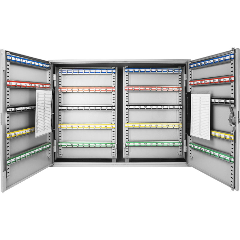 Armoire à clés réglable 400 - acier gris, verrou de sécurité, fixation murale avec étiquettes colorées pour une gestion efficace Serrure à 400 clés, matériau en acier, réglable
