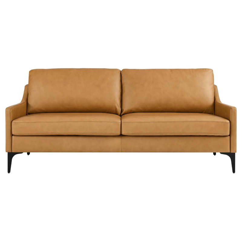Modway Corland Leather Sofa, Tan Faux Leather