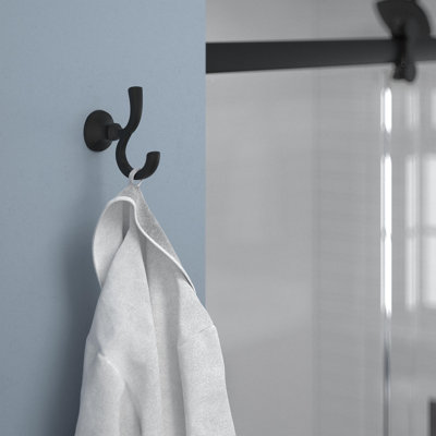 Ashlyn Double Towel Hook Bath Hardware Accessory in Matte Black