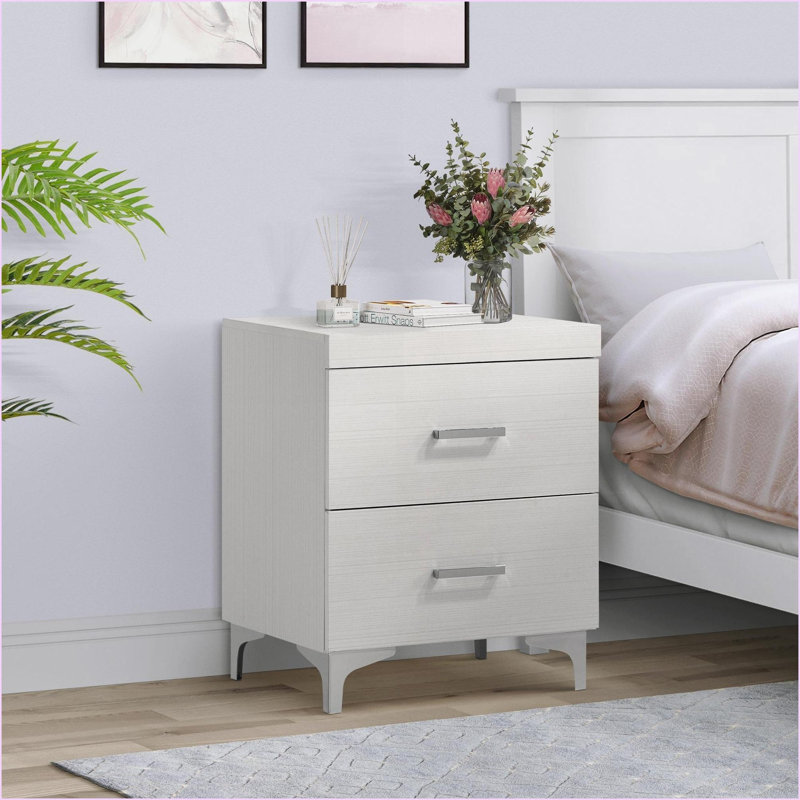 Table de chevet blanche à 2 tiroirs pour le rangement dans la chambre à coucher