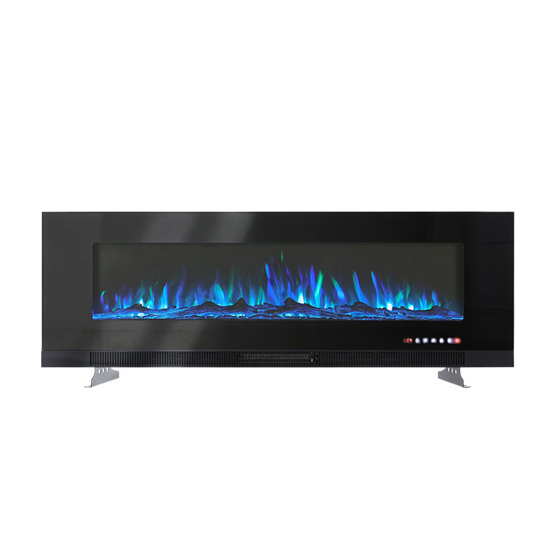 Tanisha Belfry Heating 182.9cm W Electric Fireplace with 5000 BTU, Black, 50cm H x 183cm W x 12cm D