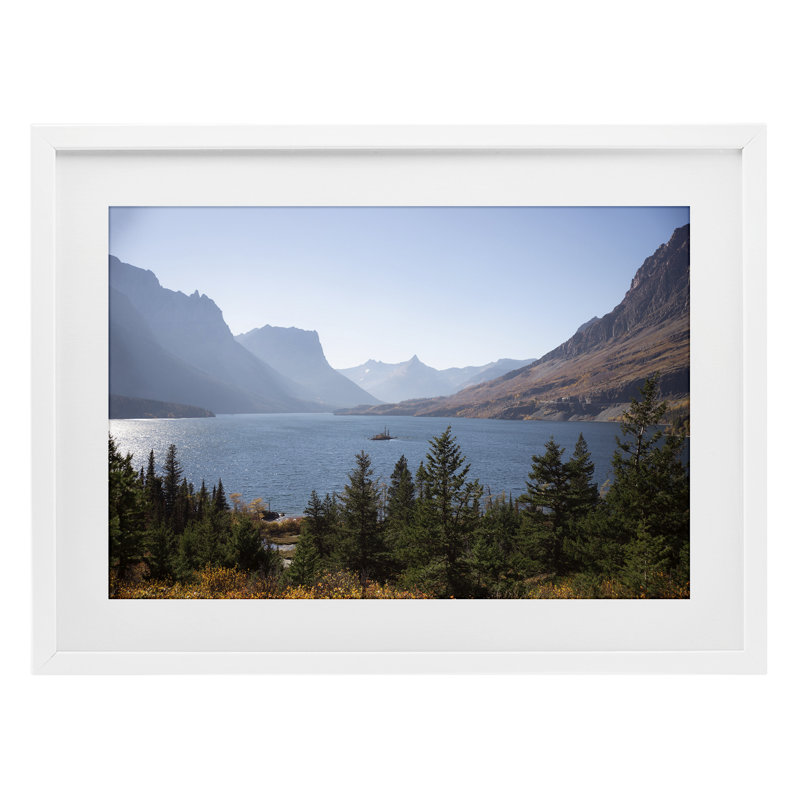 "Falaises surplombant le lac", reproduction d'art sous verre, design par Carol Robinson, H 14 po x l 20 po