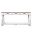 Console 63 po pour couloir, structure en bois massif, 3 tiroirs et tablette, blanc antique, couloir Mid-Century avec tablette inférieure-522421298