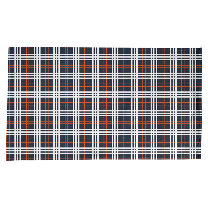 Nappe en mélange de coton à carreaux, Bleu marine foncé / orange / blanc