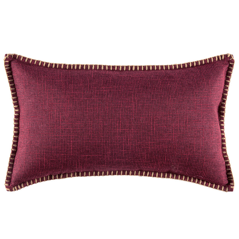 Set Of 2 Trimmed Cord Linen Cushion Covers, Cranberry Red