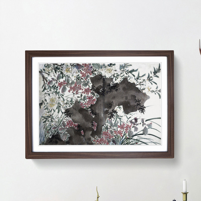 Garden Flowers Vol.2 by Chen Daofu - Picture Frame Painting Print, Walnut Framed, 36cm H x 48cm W x 2cm D