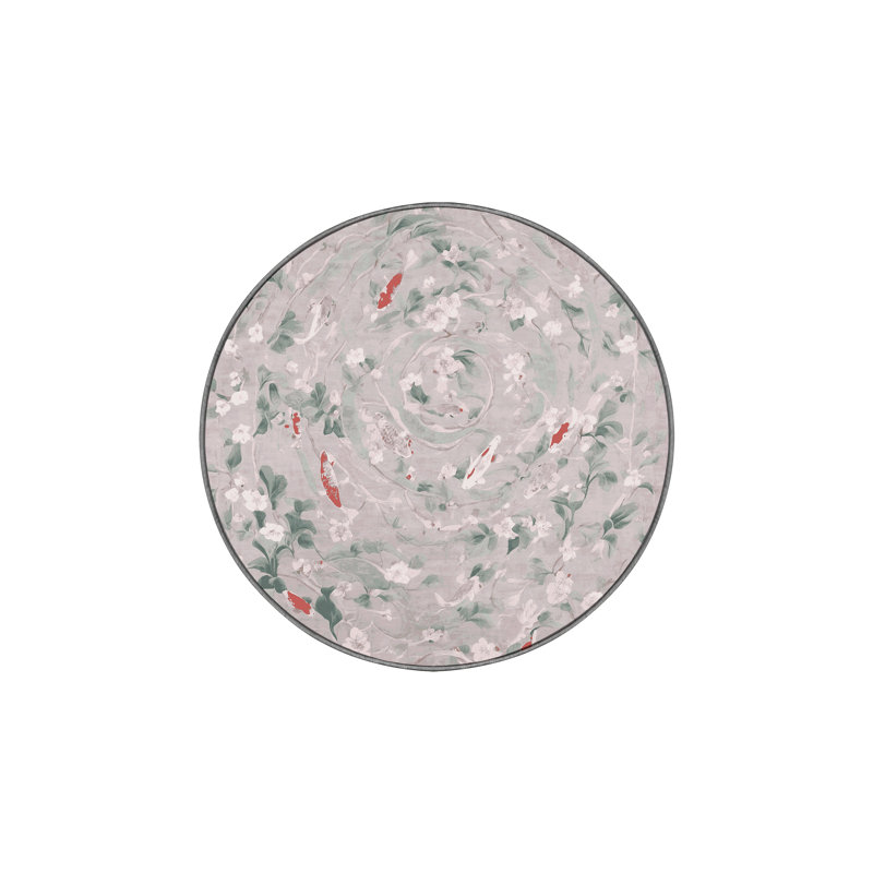 Machine Washable Gray Area Rug, Round 8'