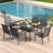Cihangir Rectangular 6 - Person 60'' L Outdoor Patio Dining Set with 6 Stackable Textilene Armrest Chairs-1623637108