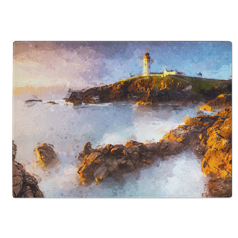 Glass Fanad Head Lighthouse in Ireland in Abstract Chopping Board, 39 cm W x 28.5 cm L