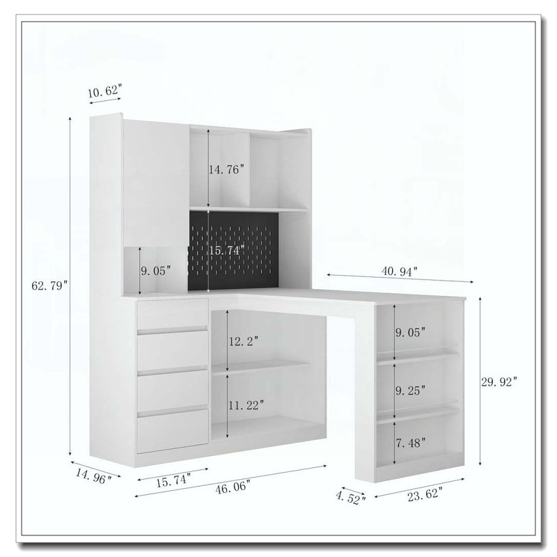 L Shaped Desk, White2