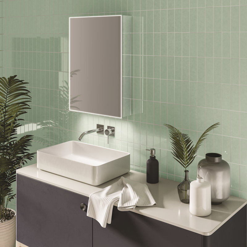 Exos 500mm W 700mm H Surface Frameless Medicine Cabinet Mirror 3 Adjustable