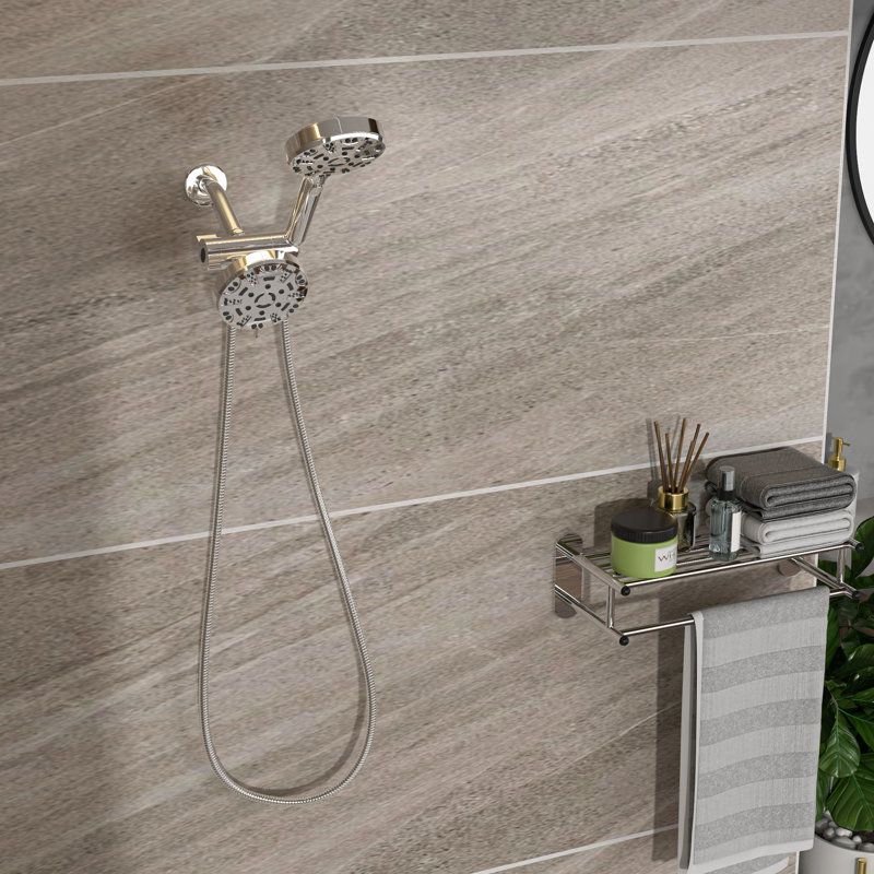Shower With 4.7" Rainfall Showerhead & 8 Hand Dual Head Rain And Handheld, Silver