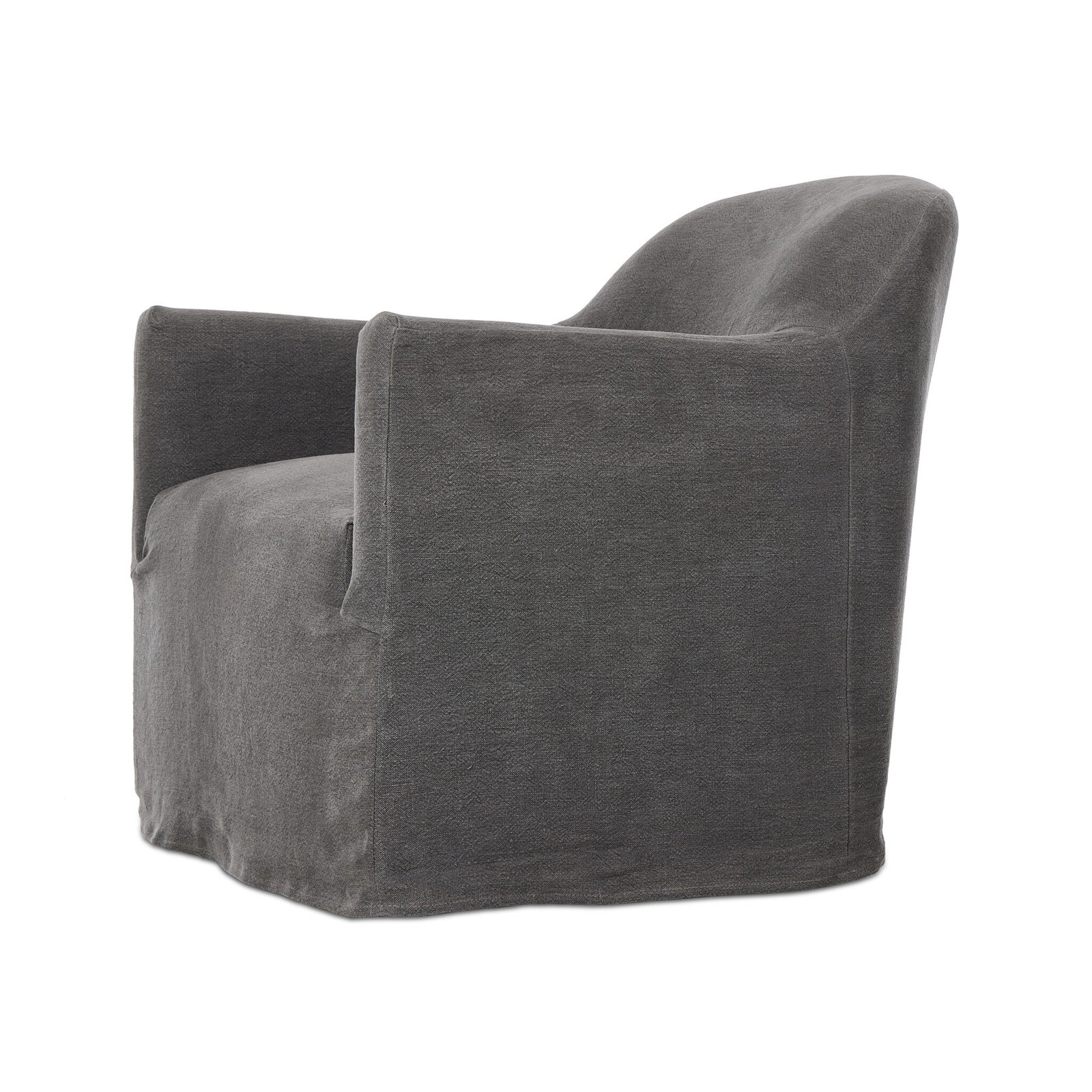Lowell Slipcover Swivel Chair, Blue Linen