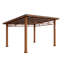 Pavillon de jardin en bois massif 14 pi x 12 pi, Arcadia, toit en acier incliné résistant, avec un rideau, cadre en cèdre, pavillon de barbecue