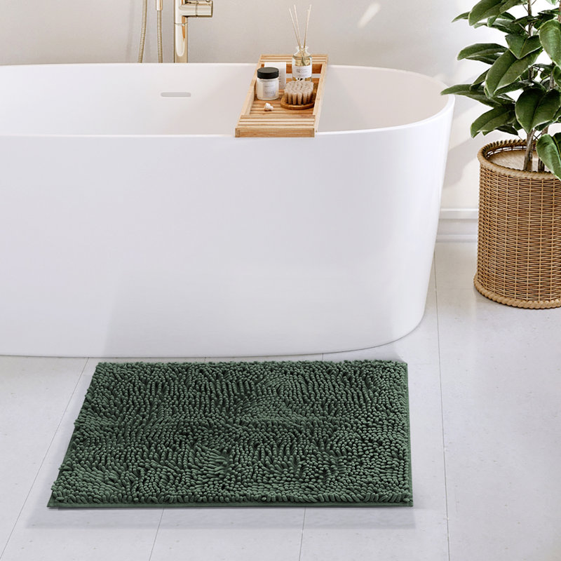 Kalyce Ultra Absorbent Non-Slip Chenille Bath Rug, Hunter Green, 17"W x 24"L